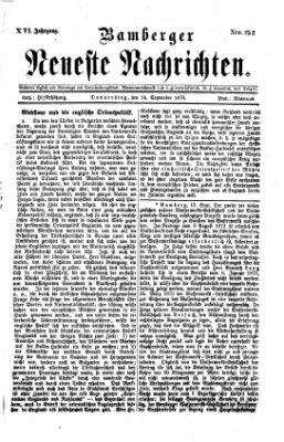 Bamberger neueste Nachrichten Donnerstag 14. September 1876