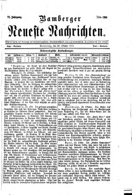 Bamberger neueste Nachrichten Sonntag 22. Oktober 1876