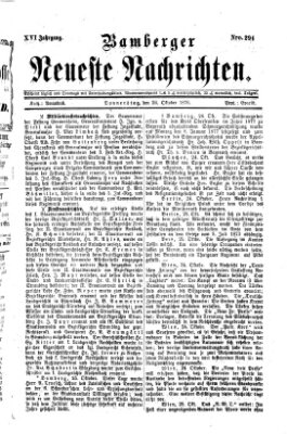 Bamberger neueste Nachrichten Donnerstag 26. Oktober 1876