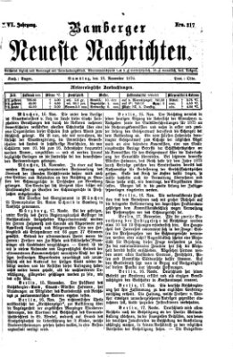 Bamberger neueste Nachrichten Samstag 18. November 1876