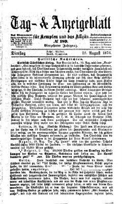 Tag- und Anzeigeblatt für Kempten und das Allgäu Dienstag 22. August 1876