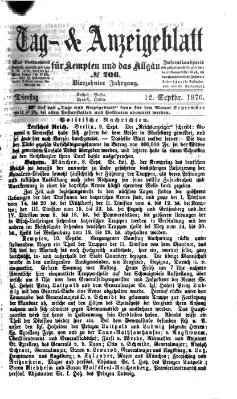 Tag- und Anzeigeblatt für Kempten und das Allgäu Dienstag 12. September 1876