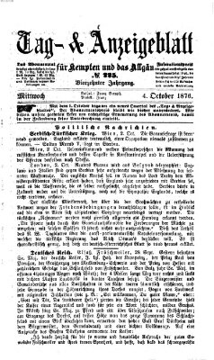 Tag- und Anzeigeblatt für Kempten und das Allgäu Mittwoch 4. Oktober 1876