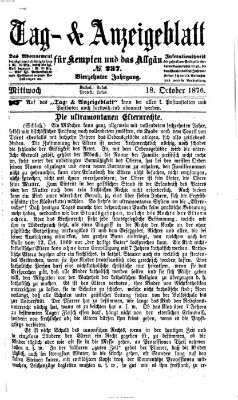 Tag- und Anzeigeblatt für Kempten und das Allgäu Mittwoch 18. Oktober 1876