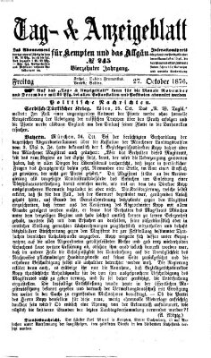 Tag- und Anzeigeblatt für Kempten und das Allgäu Freitag 27. Oktober 1876