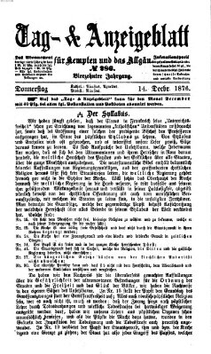 Tag- und Anzeigeblatt für Kempten und das Allgäu Donnerstag 14. Dezember 1876