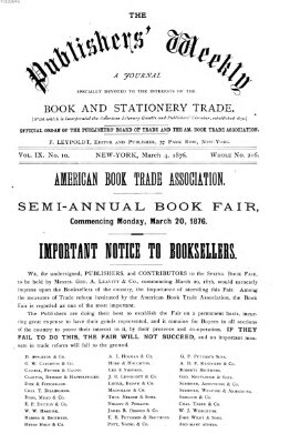 Publishers' weekly Samstag 4. März 1876