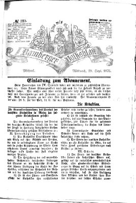 Bamberger Volksblatt Mittwoch 29. September 1875