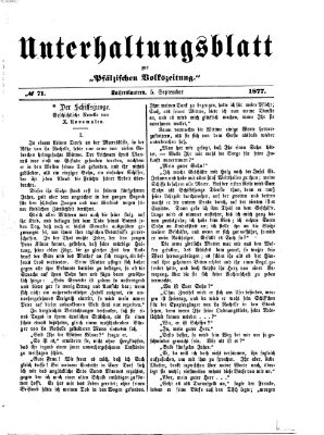 Unterhaltungsblatt zur Pfälzischen Volkszeitung (Pfälzische Volkszeitung) Mittwoch 5. September 1877