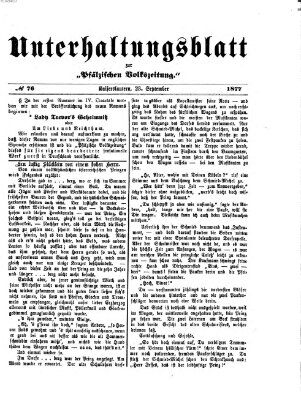 Unterhaltungsblatt zur Pfälzischen Volkszeitung (Pfälzische Volkszeitung) Sonntag 23. September 1877