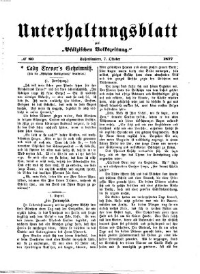Unterhaltungsblatt zur Pfälzischen Volkszeitung (Pfälzische Volkszeitung) Sonntag 7. Oktober 1877