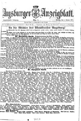 Augsburger Anzeigeblatt Montag 1. Januar 1877