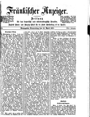 Fränkischer Anzeiger Donnerstag 19. April 1877