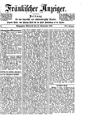 Fränkischer Anzeiger Mittwoch 19. September 1877