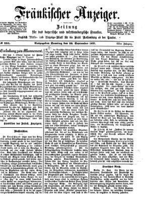 Fränkischer Anzeiger Samstag 22. September 1877