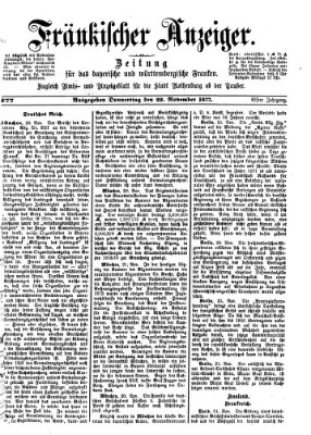 Fränkischer Anzeiger Donnerstag 22. November 1877