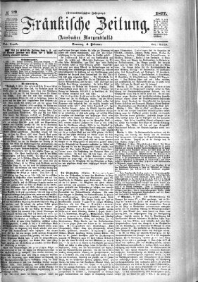 Fränkische Zeitung (Ansbacher Morgenblatt) Sonntag 4. Februar 1877