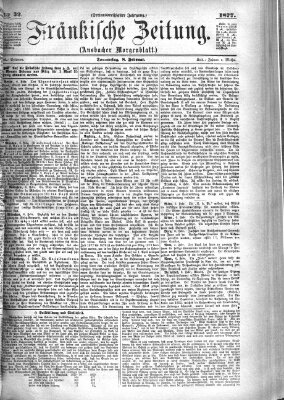 Fränkische Zeitung (Ansbacher Morgenblatt) Donnerstag 8. Februar 1877