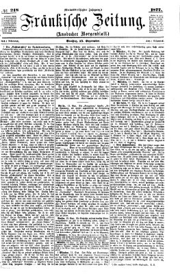 Fränkische Zeitung (Ansbacher Morgenblatt) Samstag 15. September 1877
