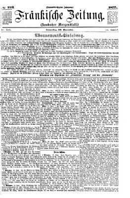 Fränkische Zeitung (Ansbacher Morgenblatt) Donnerstag 20. September 1877