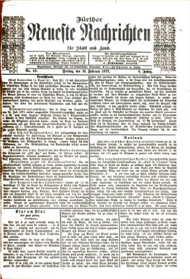 Fürther neueste Nachrichten für Stadt und Land (Fürther Abendzeitung) Freitag 16. Februar 1877