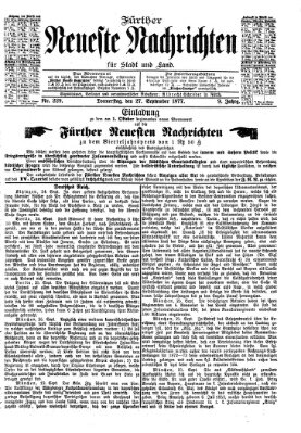 Fürther neueste Nachrichten für Stadt und Land (Fürther Abendzeitung) Donnerstag 27. September 1877