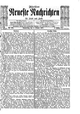 Fürther neueste Nachrichten für Stadt und Land (Fürther Abendzeitung) Donnerstag 4. Oktober 1877