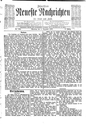 Fürther neueste Nachrichten für Stadt und Land (Fürther Abendzeitung) Sonntag 2. Dezember 1877