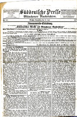 Süddeutsche Presse und Münchener Nachrichten (Süddeutsche Presse) Donnerstag 28. Juni 1877