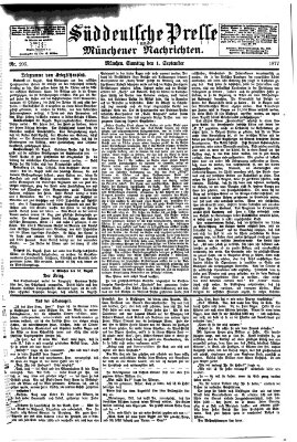 Süddeutsche Presse und Münchener Nachrichten (Süddeutsche Presse) Samstag 1. September 1877