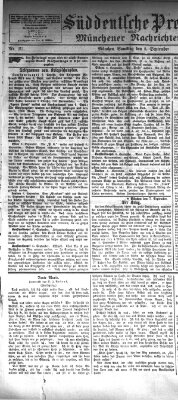 Süddeutsche Presse und Münchener Nachrichten (Süddeutsche Presse) Samstag 8. September 1877