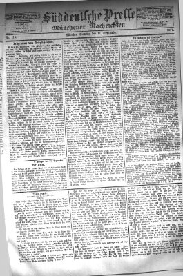 Süddeutsche Presse und Münchener Nachrichten (Süddeutsche Presse) Dienstag 11. September 1877