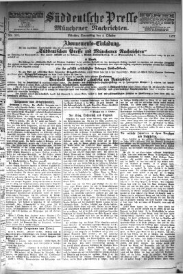 Süddeutsche Presse und Münchener Nachrichten (Süddeutsche Presse) Donnerstag 4. Oktober 1877