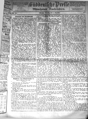 Süddeutsche Presse und Münchener Nachrichten (Süddeutsche Presse) Sonntag 2. Dezember 1877