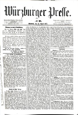 Würzburger Presse Mittwoch 25. April 1877