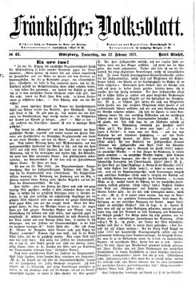 Fränkisches Volksblatt Donnerstag 22. Februar 1877