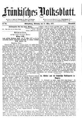 Fränkisches Volksblatt Mittwoch 21. März 1877