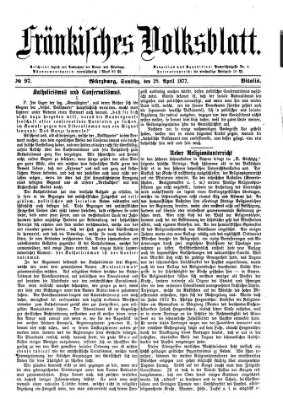 Fränkisches Volksblatt Samstag 28. April 1877
