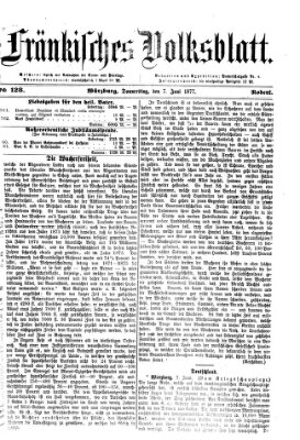 Fränkisches Volksblatt Donnerstag 7. Juni 1877