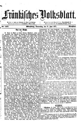 Fränkisches Volksblatt Donnerstag 21. Juni 1877