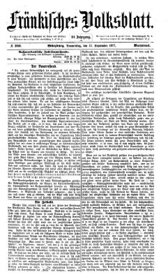 Fränkisches Volksblatt Donnerstag 13. September 1877
