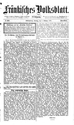 Fränkisches Volksblatt Freitag 5. Oktober 1877