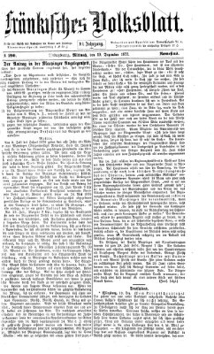 Fränkisches Volksblatt Mittwoch 19. Dezember 1877