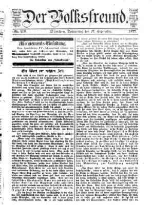 Der Volksfreund Donnerstag 27. September 1877