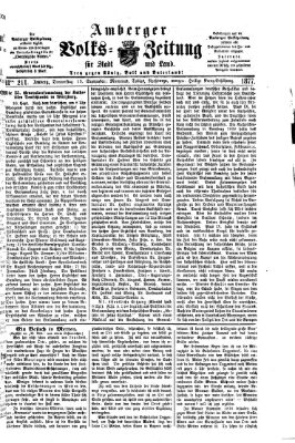 Amberger Volks-Zeitung für Stadt und Land Donnerstag 13. September 1877