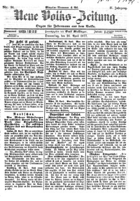 Neue Volks-Zeitung Donnerstag 26. April 1877