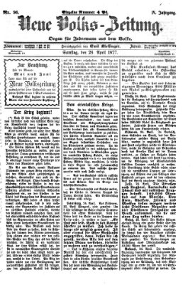Neue Volks-Zeitung Samstag 28. April 1877