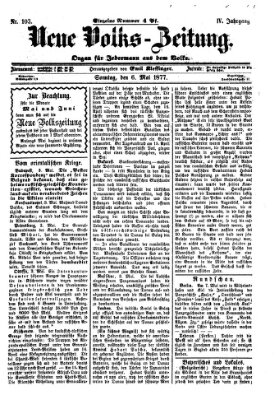 Neue Volks-Zeitung Sonntag 6. Mai 1877