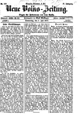 Neue Volks-Zeitung Donnerstag 5. Juli 1877