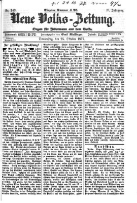 Neue Volks-Zeitung Donnerstag 25. Oktober 1877